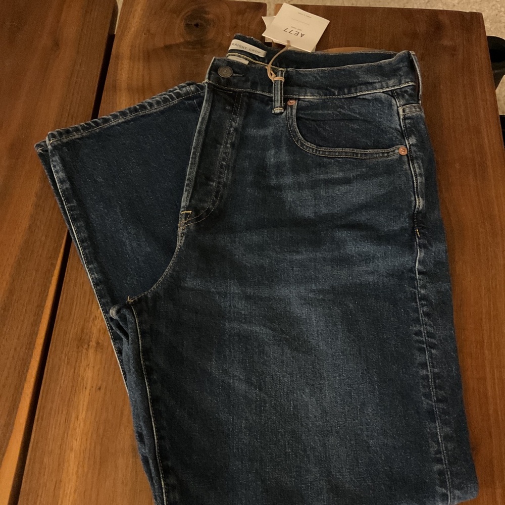NWT AMERICAN EAGLE AE 77 PREMIUM DENIM STRAIGHT CROP JEANS SIZE 32 - Picture 6 of 6